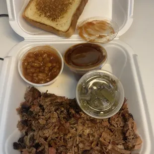 Beef Dinner w/ Green Beans, Baked Beans and Texas Toast