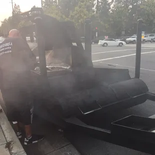 smoke coming out of the pit