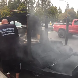 smoke coming out of the pit