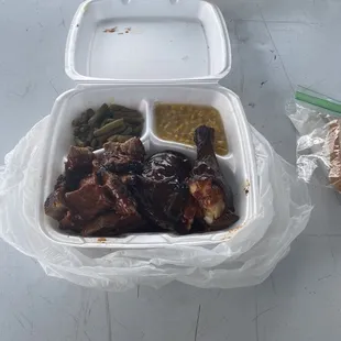 Two meat plate with chicken and brisket!