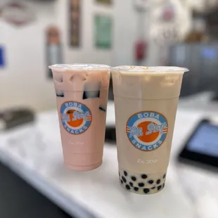 Jasmine Rose Mill Tea (L) + House Milk Tea (R)