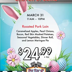 Easter Special at Pit Stop Diner inside the small casino by bowling alley.