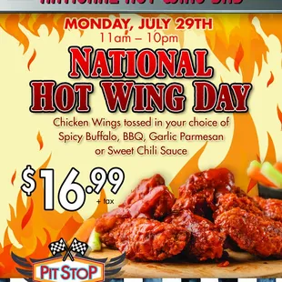 Come celebrate National Hot Wing Day With Us!