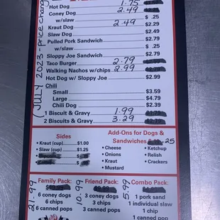 Drive thru menu for food