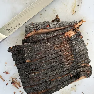 a knife on a cutting board