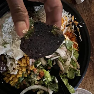 Overcooked burned falafel.