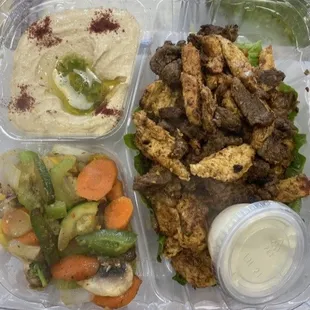 Half chicken half beef shawarma sautéed veggies add on