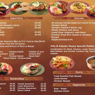 Pita and Kabobz Back Menu