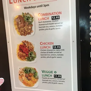 a menu for lunch specials