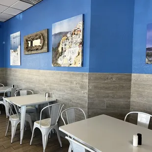 tables and chairs in a restaurant