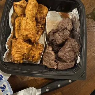 Beef kebab, super tender. Chicken kebab, juicy, and yummy.