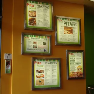 The Simple Menu of Pita Fresh August 23rd 2012 visit.