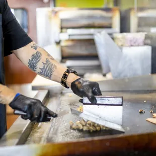 a chef preparing food