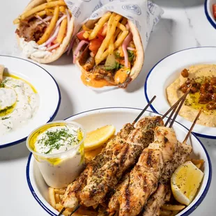 a variety of greek food