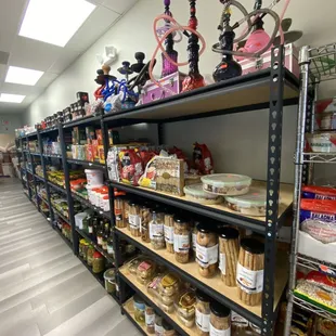 shelves of various foods