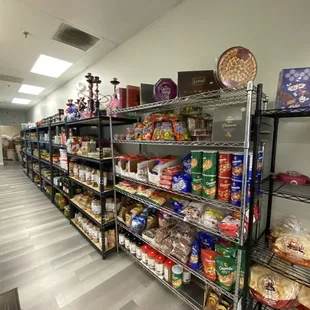 shelves of food