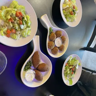Falafel and Fried Kibbiha with salad