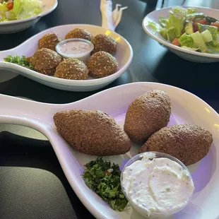 Falafel (Back) Fried Kibbiha (Front)
