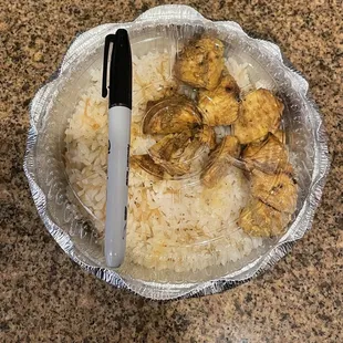 This is a "large" bowl for $17. Pretty sad considering you can buy an entire rotisserie chicken at any grocery store for like $6-10.