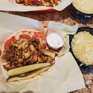 two plates of food on a table