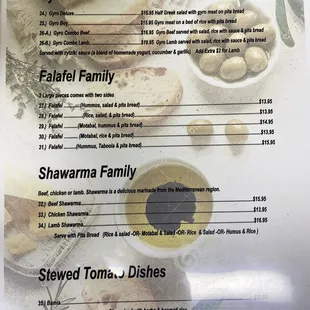 Lots of variety on this menu.