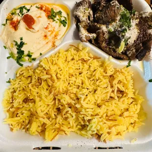 Beef Shawarma with Hummus and Rice