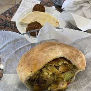 Chicken Shawarma sandwich with 2 a la carte falafels