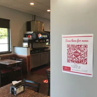 Pop machine and QR Code link to menu.