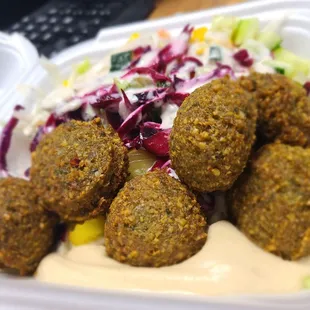 Make your own Hummus bowl with Falafel! Delicious!