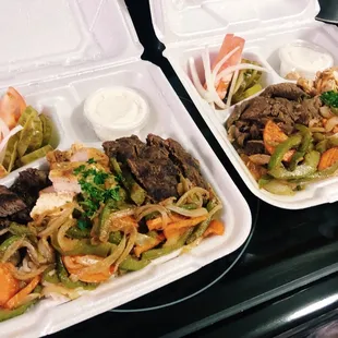 two trays of food