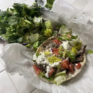 Ton of lettuce, with a little less of the other stuff.  Still tender meat though.