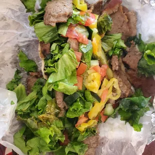 Gyro pita. Excellent portion size. I could not finish it.