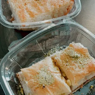 Baklava and a cornbread type dessert. Both made in house and so delicious!