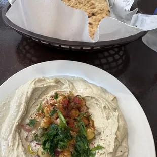 Hummus, with warm &amp; fluffy pita