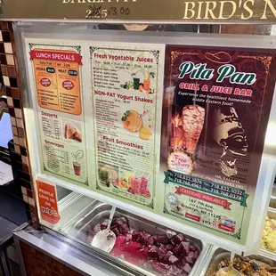 a display of different types of food