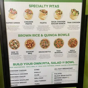 Easy to read menu with decent prices.