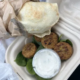 Falafel Bites and Chicken Fajita Pita