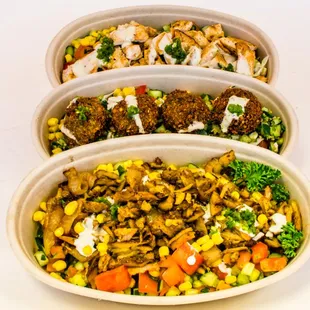 Delicious shawarma bowl, falafel bowl, and chicken bowl