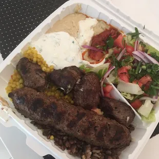 Half lamb half beef kofta platter