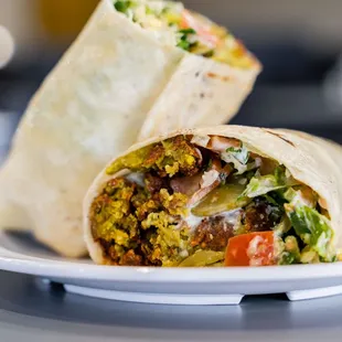 a pita sandwich on a plate