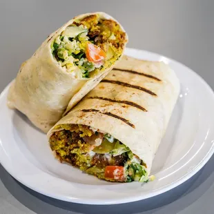 two pieces of pita on a plate