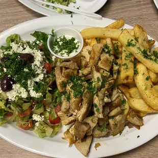 Chicken Shawarma Platter with House Salad and Fries