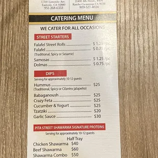 Catering menu 9/6/21