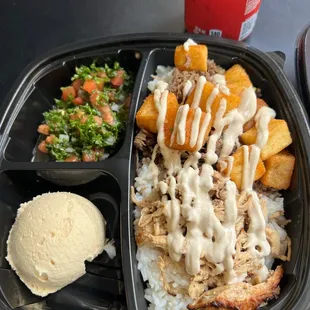 Chicken Shawarma Plate Spicy Potato Catering - Hummus (Serves 10)
