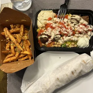 -Side of Fire Fries, -Sandweech, -falafel bowl