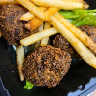 Falafel balls with some fries!