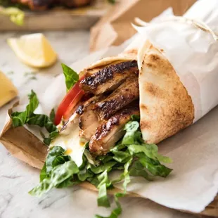 a pita filled with meat and vegetables