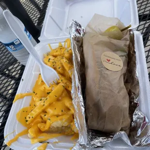 Chicken pita combo with cheddar cheese fries