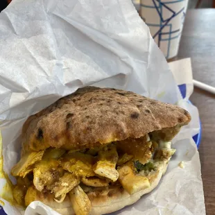 Chicken pita packed with veggie goodness