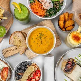 a variety of food on a table